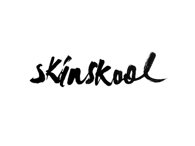 Skinskool branding brush pen ink lettering packaging script texture typography
