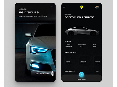 Smart Car App UI cars design dribble figma mobile design ui uiux uiwithcoffee ux