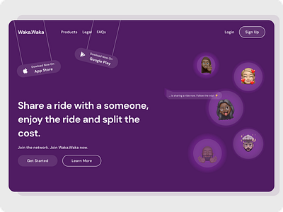 Waka.Waka beginner branding creative design emoji flat logo memoji purple shadow ui ui design uiux ux ux design vector web webpage wesite