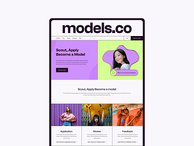 Hero Section - Model Scouting beginner clean colors design flat graphic design hero herso section hierachy landing page minimal neo brutalism new pastel product design ui uiux ux vector web