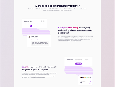 Landing page Section branding clean colours design flat illustration landingpage management minimal productivity purple section task management team tool ui uiux vector web website