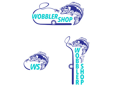 Wobbler shop logo branding design fishing icon logo typography vector