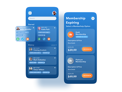 Membership screens clean design dashboard app icons interface mobile app design services simple solution ui user experience ux