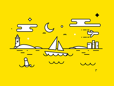 Yellow Yacht after effect animation animation design clean design flat illustration illustration interaction design motion design motion graphic simple solution ui ux