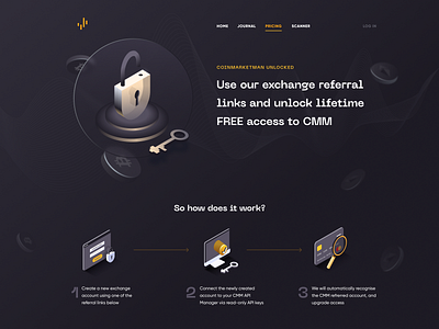 CMM Pricing page blockchain clean design crypto currency crypto wallet illustration investment app isometric illustration services simple solution trading platform ui user experience ux web design