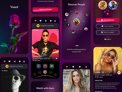 Voxel 2.0 🍑 clean design dating dating app dating ui dating website illustration mobile app mobile app design services simple solution ui user experience ux