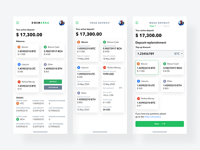 Coinarea dashboard mobile