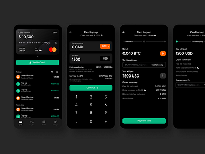 Card Top Up bitcoin wallet crypto currency crypto exchange crypto trading crypto wallet dashboard app mobile app design mobile design stablecoin tether ui usdt ux