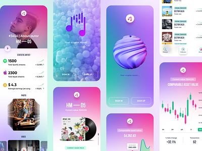 Crypto music NFT clean design crypto crypto tokens design mobile app etherum mobile app nft nftart services ui user experience ux