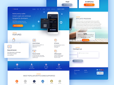 CoinAPI landing bitcoin services change crypto currency interface landing material design ui ux web design