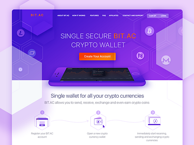 Bitac lend bitcoin services change crypto currency interface landing material design ui ux web design