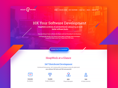 Land HW animation flat interface landing material design simple solution typography ui ux web design