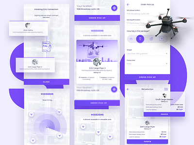 Drone Missions App autonomous blockchain clean design crypto dav decentralized mobile app product design services ui ux vehicle