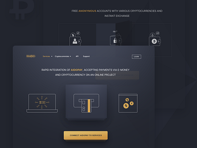 Aidoray cryptocurrency service bitcoin blockchain clean design crypto currency ethereum icons services simple solution ui user experience ux web design