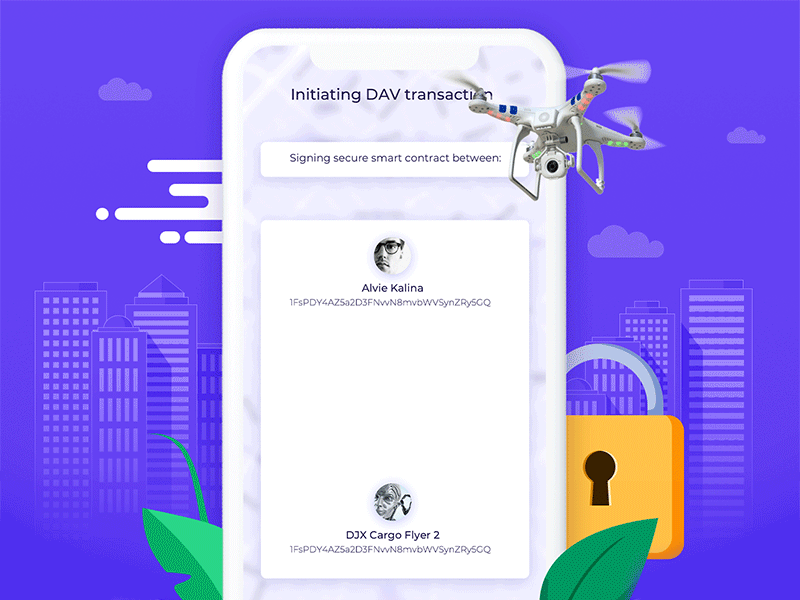 Contract Screen [animated] autonomous bclockchain decentralized delivery service drone icons illustration mobile animation mobile app design motion design vehicle visual design