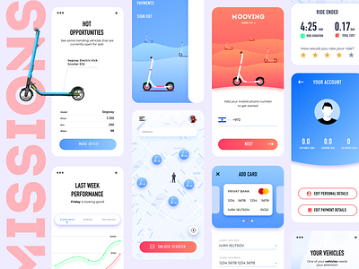 Missions App Scooter autonomous blockchain clean design dashboard decentralized ecooter ethereum illustration interface mobile app design services ui ux vehicle