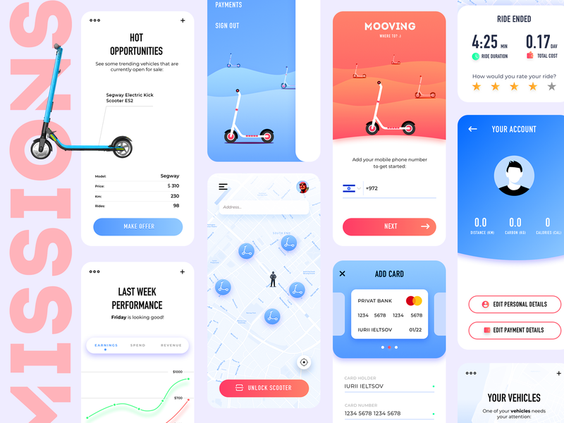 Missions App Scooter autonomous blockchain clean design dashboard decentralized ecooter ethereum illustration interface mobile app design services ui ux vehicle