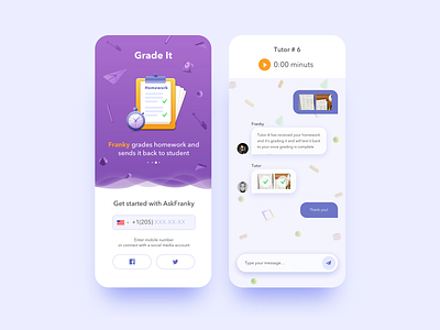 AF Grade It chat clean design education app illustration learning app mobile app design services simple solution ui ux