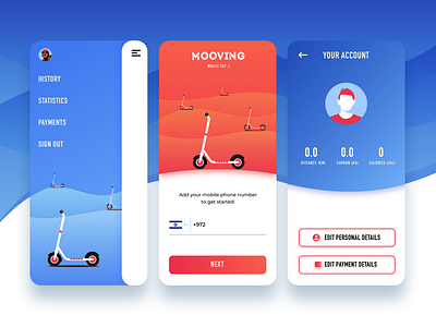 Scooter Mooving autonomous blockchain clean design crypto decentralized illustration mobile app design rental app scooter services simple solution ui user experience ux vehicle