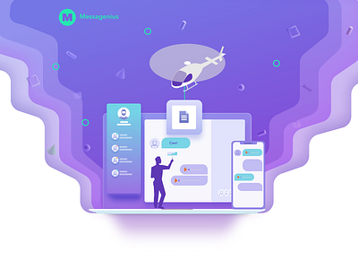 Messagenius home var2 clean design flat illustration homepage icons illustration interface services simple solution ui user experience ux web design