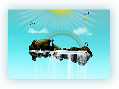 Concept Art 01 clouds illustrator kite rainbow sky vector water fall