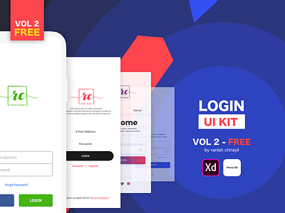 Login UI Kit - Vol 2 adobe app freebie ios iphone kit ui vector xd