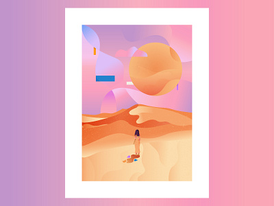 Dreamscape colour desert gradients illustration landscape pink purple sand