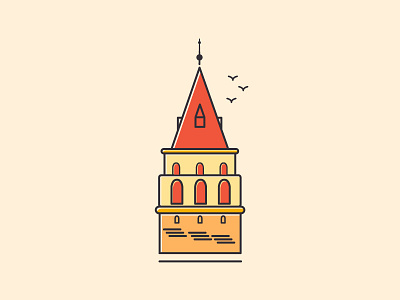 Galata Tower alex design flat icon illustration istanbul lines simple tower turkey weaver