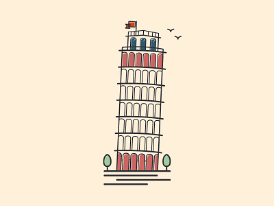 Pisa, Italy alex building flat icon illustration italy lines pisa thomas weaver