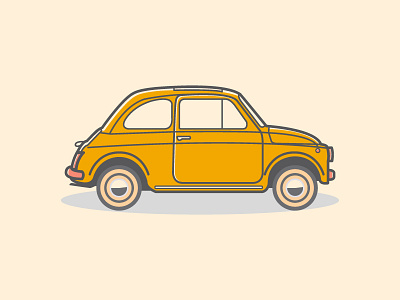 Vintage Fiat 500 500 alex fiat flat icon illustration italy lines simple thomas weaver yellow