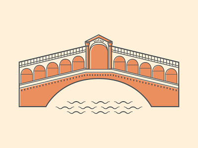 Rialto Bridge alex bridge flat icon illustration italy landmarks orange thomas weaver