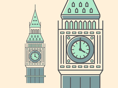 London - Big Ben alex ben big clock icon illustration landmarks lines london simple thomas weaver