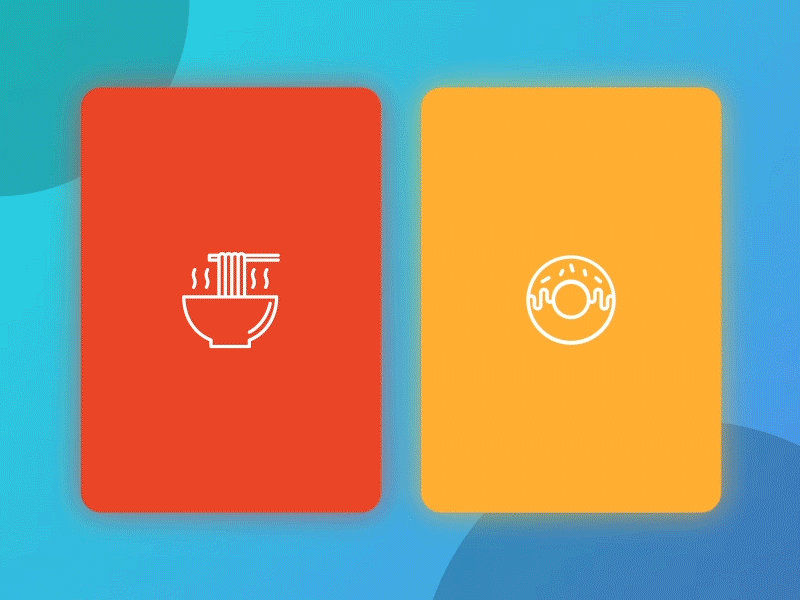 Food Card Interaction animation art elements flat food gradient icon interaction noodle product card ux web ui