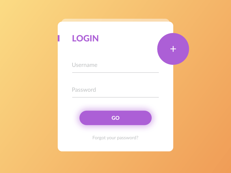 Login/Register Animation animation button card clean flat colors gradient login page material design menu register simple ui ux