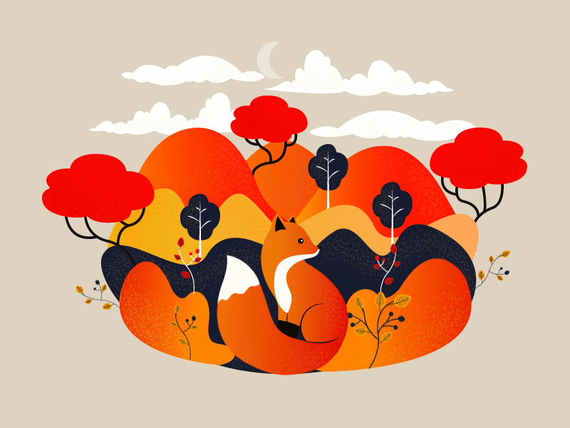 Hello autumn! adobe animaiton autumn colors creativemind fox graphic illustration illustrator minimal vector
