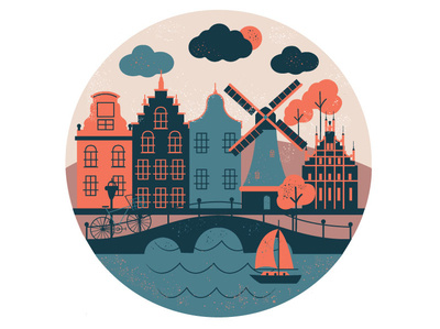 Amsterdam adobe amsterdam autumn colors creativemind graphic illustration illustrator vector windmill