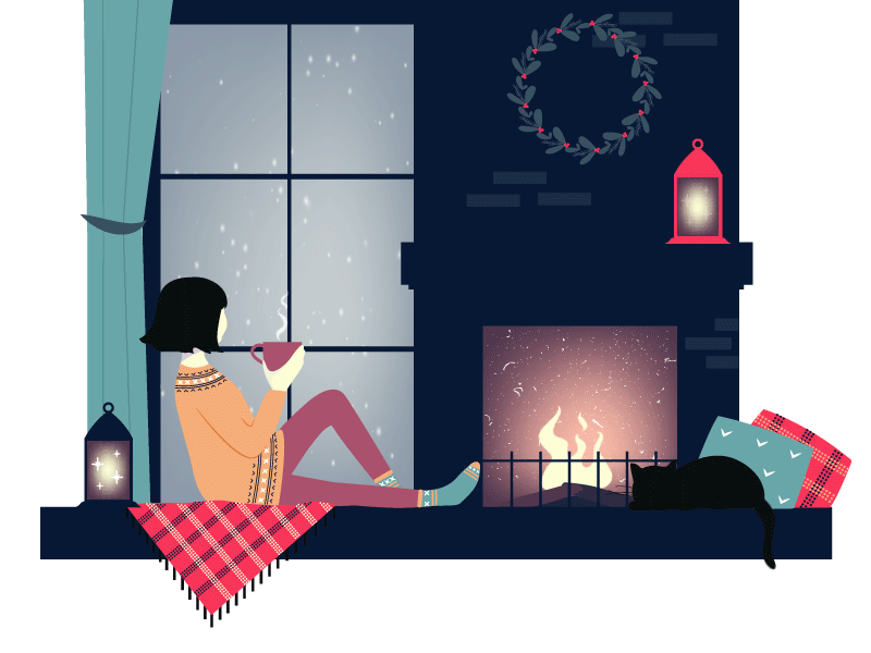 Hello Winter creativemind fireplace graphic illustration snow vector winter