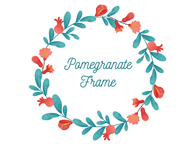 Lovely polegranate floral frame colors floral flower frame graphic illustration pomegranate red template vector wreath