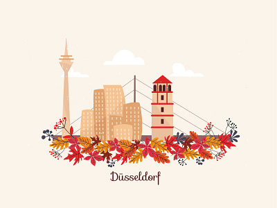 Düsseldorf adobe autumn bridge city colors creativemind deutschland düsseldorf floral germany graphic illustration illustrator leaves vector