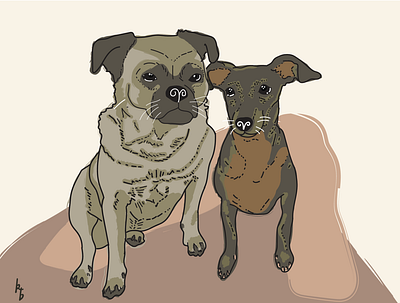 Vinny & Nugget - Pet Portrait Commission digitalpainting graphic design illustration illustrator portrait vector