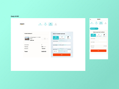 Daily UI 002 - Credit Card Checkout branding challenge checkout credit card checkout dailyui pay saas ui ui design ux