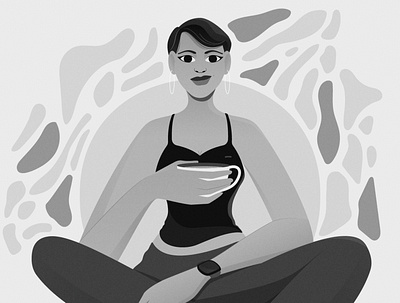 Contemplation Series 2d character characterdesign coffee design fitness flat illustration monotone online people remote shopping vector website illustration work