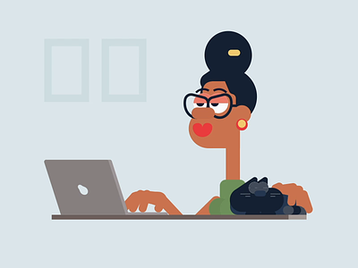 How people type... 2d after effects animation cat character design desk flat gif hipster illustration lady laptop macbook macbookpro typing vector work