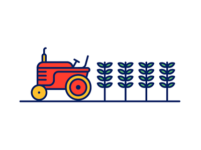 Agriculture agriculture flat bio crops eco farming illustration design icon linework tractor