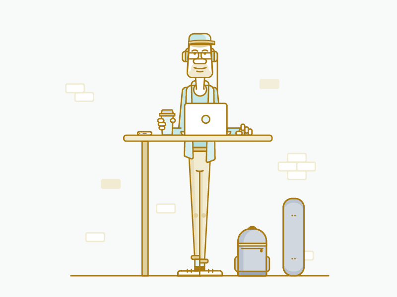 Hipster moves! ae animation character coffee design desk gif headphone hipster illustration office work