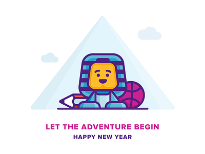 Lego sphinx_Hello 2017 2017 design dribbble egypt icon illustration lego newyear pencil pyramid sphinx vector