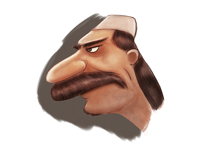Moustache man 70s character dude illustration moustache mullet paint