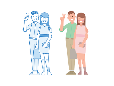 Character Set 2_Style test character couple design flat happy hipster illustration line marriage minimal style vector