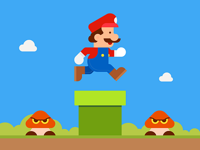 Mario world 8bit character design flat game icon illustration mario retro simple