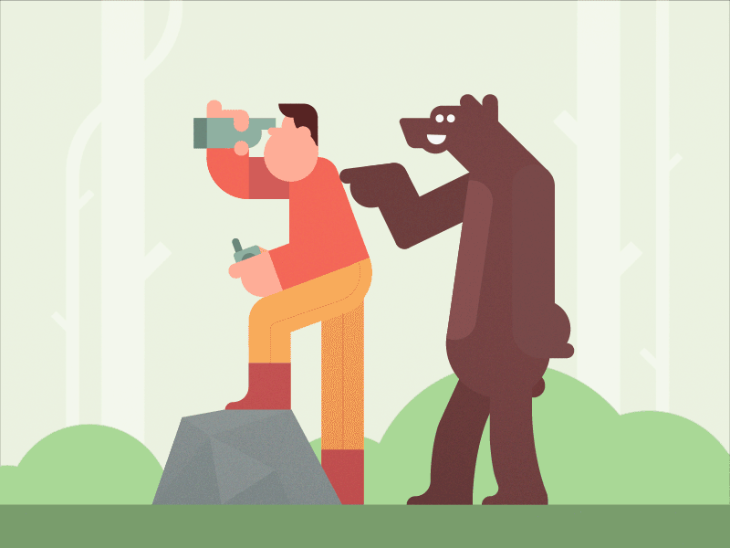 Hunting gone wrong animal bear character creature design forest hunter hunting illustration search vector wood